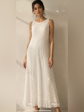 MARIA PAVAN White Sleeveless Textured Maxi Dress
